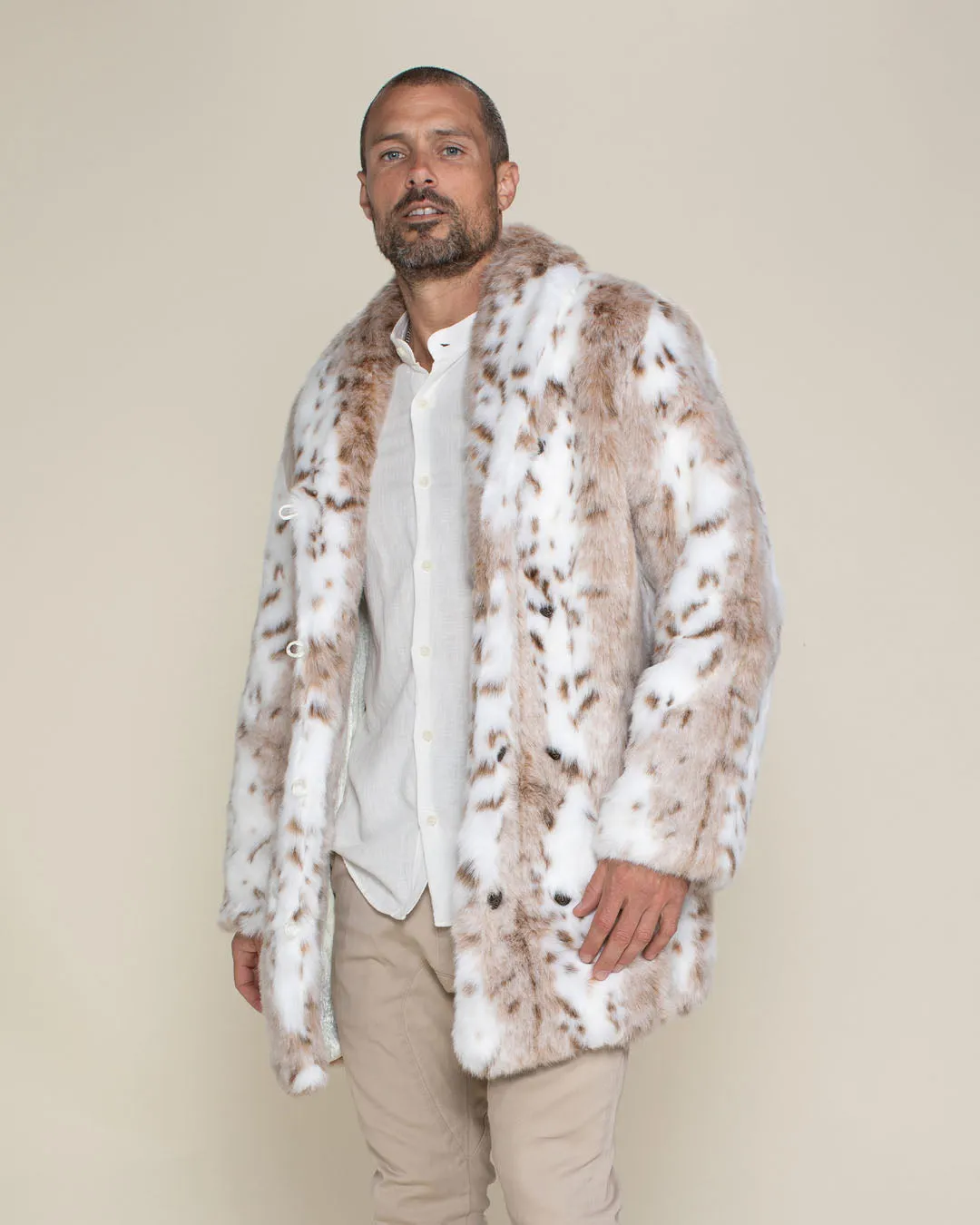 Men's Faux Fur Coat | Siberian Snow Leopard