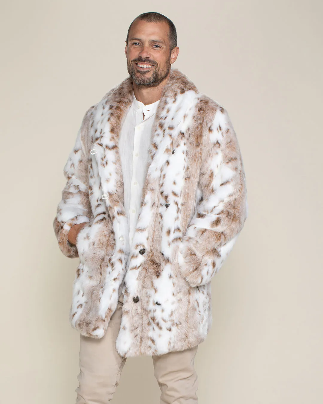 Men's Faux Fur Coat | Siberian Snow Leopard