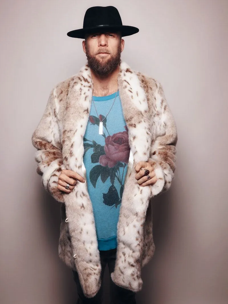 Men's Faux Fur Coat | Siberian Snow Leopard