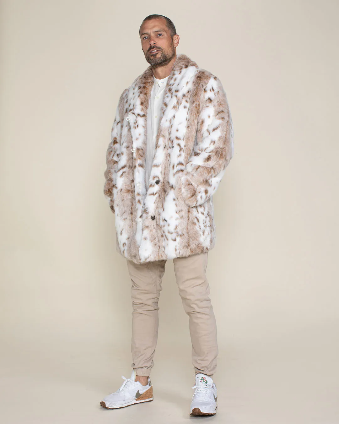 Men's Faux Fur Coat | Siberian Snow Leopard