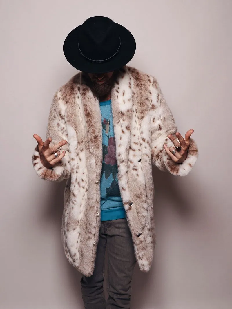 Men's Faux Fur Coat | Siberian Snow Leopard