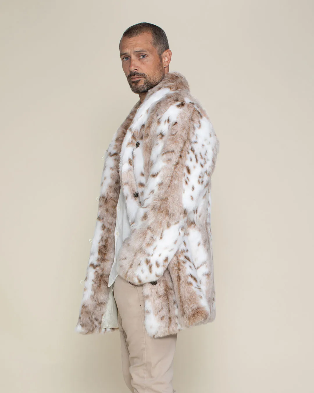 Men's Faux Fur Coat | Siberian Snow Leopard