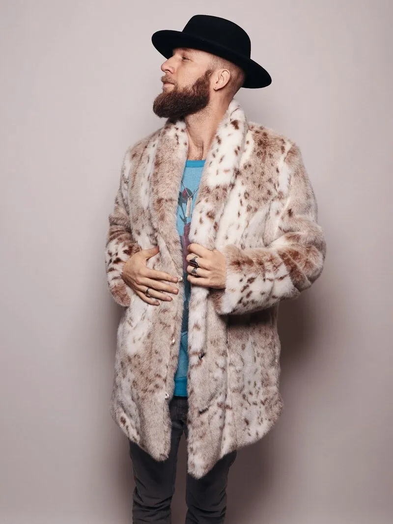 Men's Faux Fur Coat | Siberian Snow Leopard