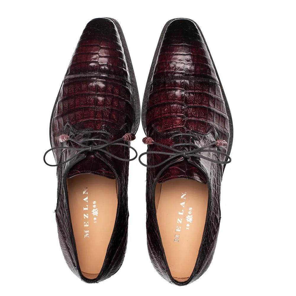 Mezlan Giovane 50032-F Men's Shoes Burgundy Exotic Crocodile Derby Oxfords (MZ3716)