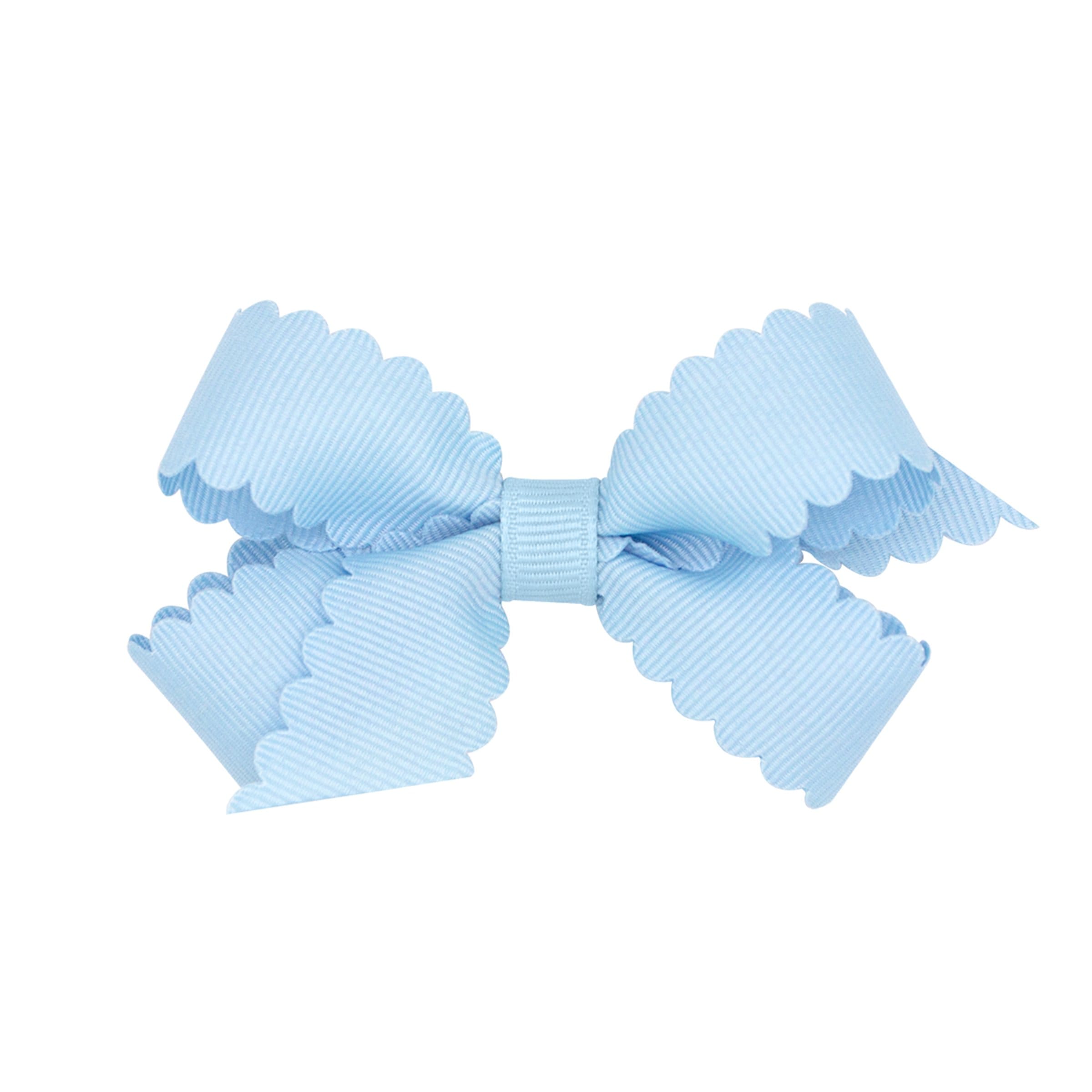 Mini Scallop Hair Bow - Millennium Blue