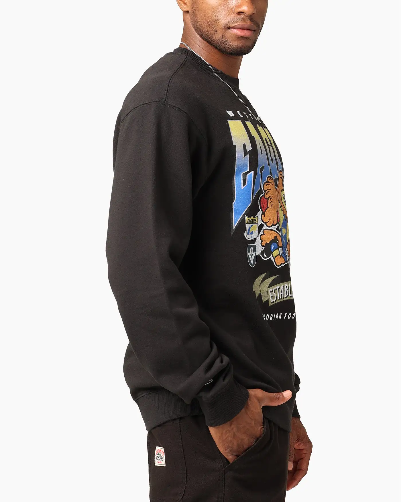 Mitchell & Ness West Coast Eagles Character Crewneck Faded Black