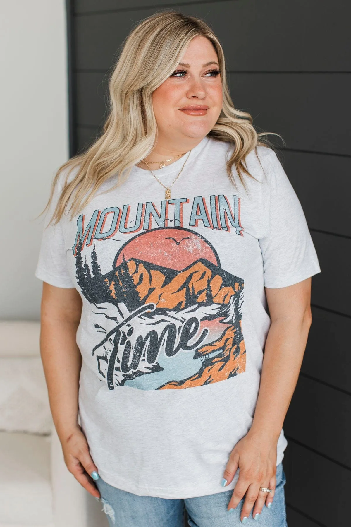 Mountain Time Graphic Tee- Heather Grey