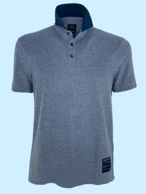 POLO UOMO GRIGIO SCURO CON COLLETTO BLU