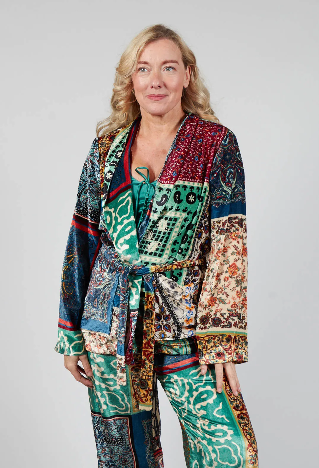 Pyjama Shirt in Patchwork Foulard Print