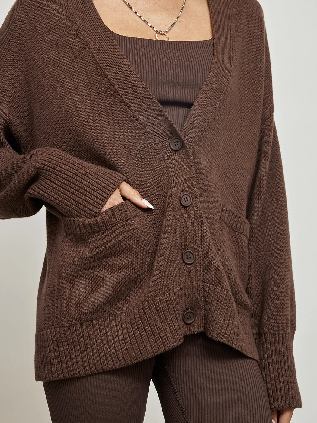 Relaxed Pocket Cardigan - Mink