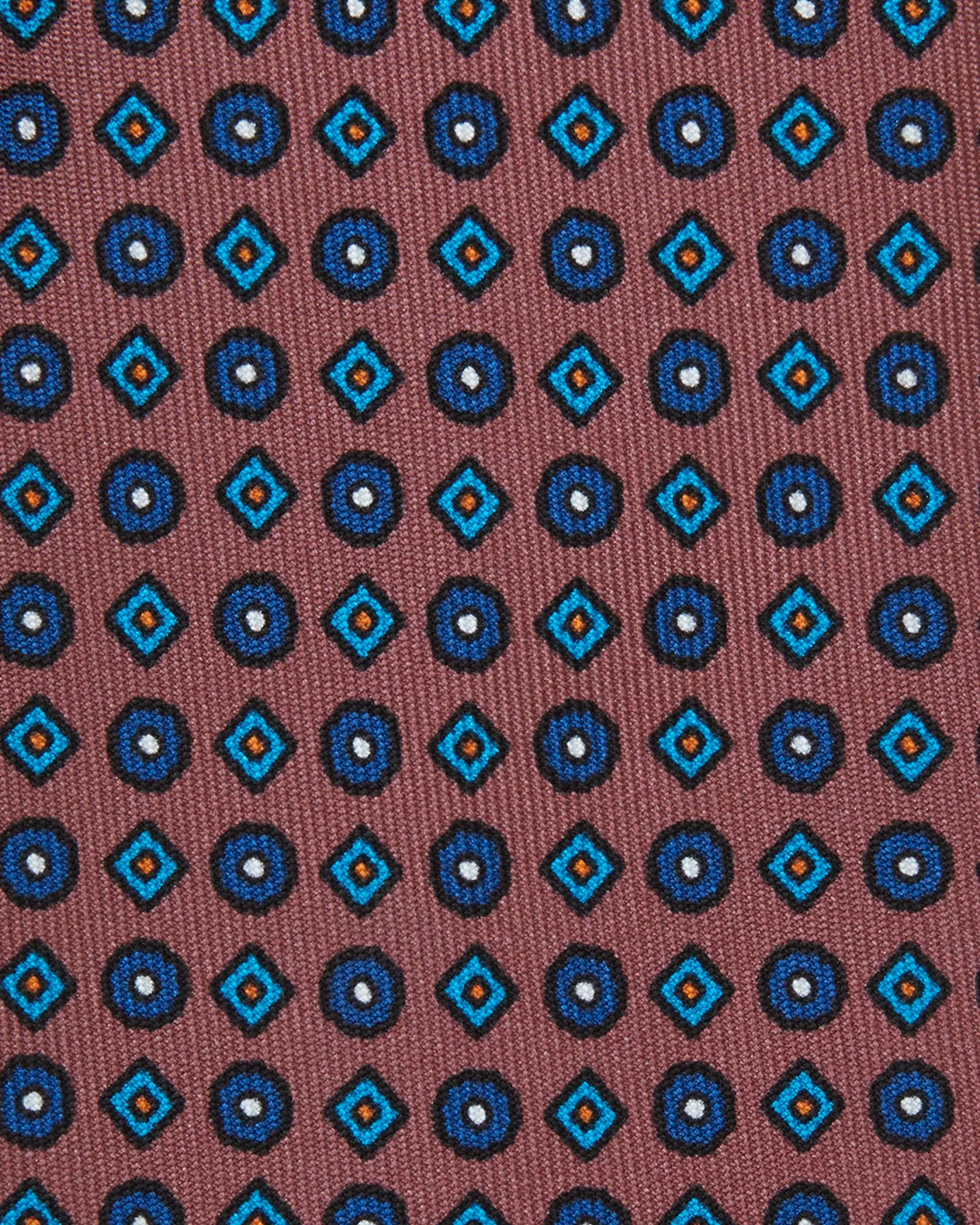 Silk Print Tie in Rose/Mid Blue/Blue Foulard