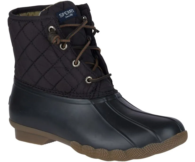 Sperry Womens Saltwater Quilted Duck Boot- Black