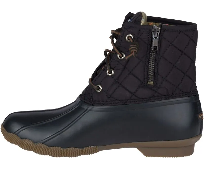 Sperry Womens Saltwater Quilted Duck Boot- Black