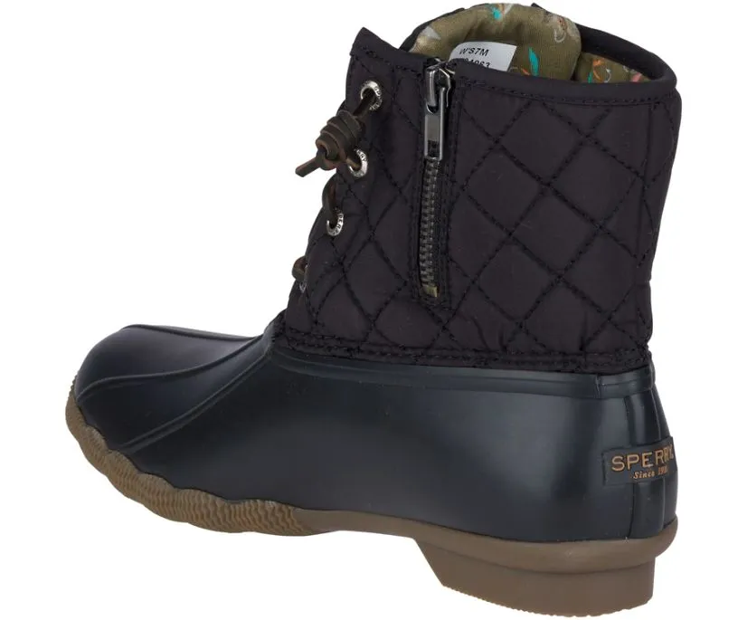 Sperry Womens Saltwater Quilted Duck Boot- Black