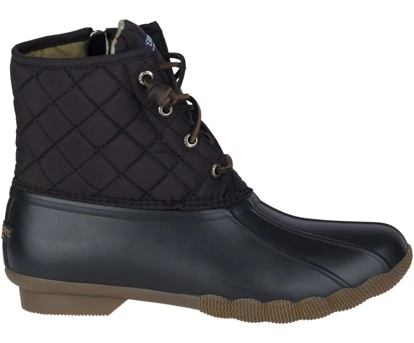 Sperry Womens Saltwater Quilted Duck Boot- Black