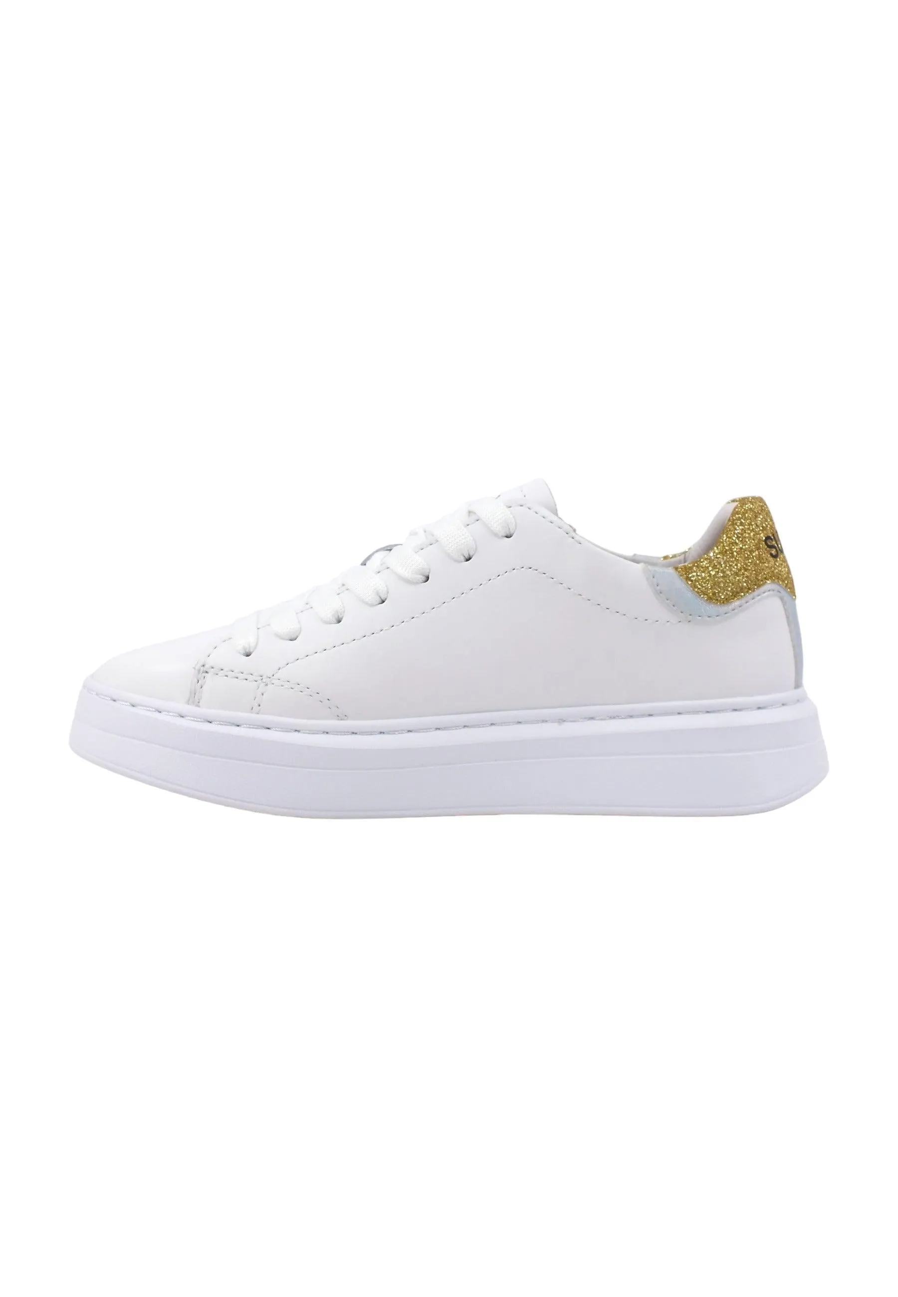 SUN68 Grace Leather Sneaker Donna Bianco Oro Z43225