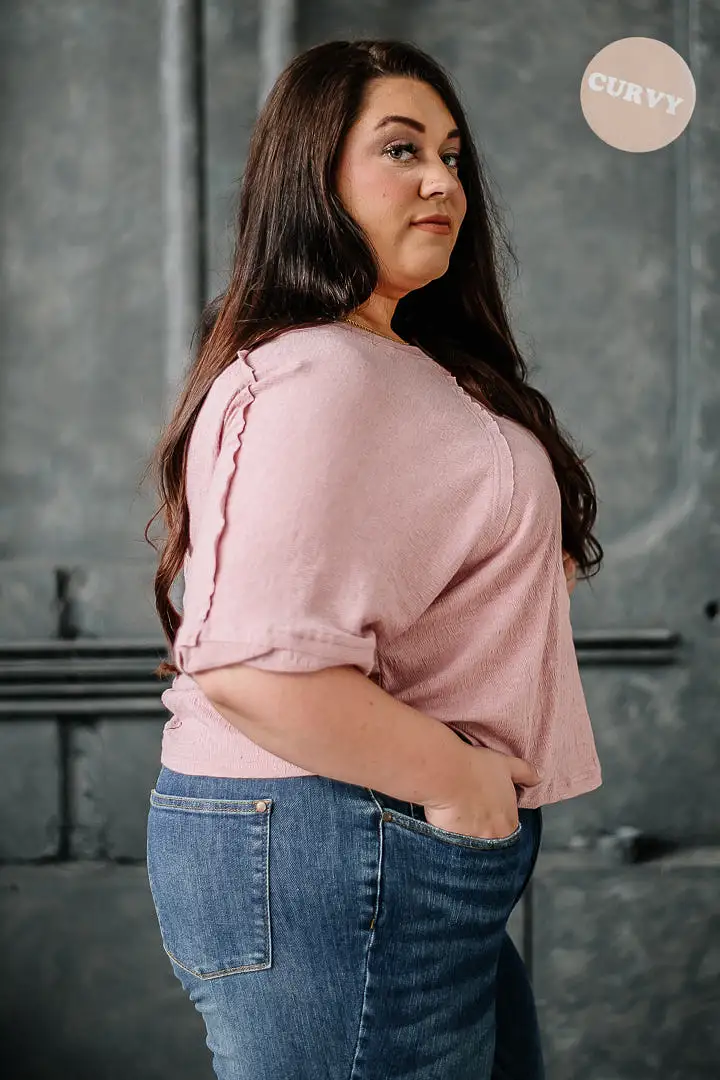 Take The Time Textured Top | Pink | Curvy