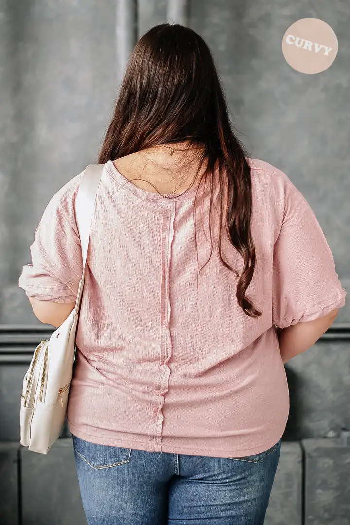 Take The Time Textured Top | Pink | Curvy