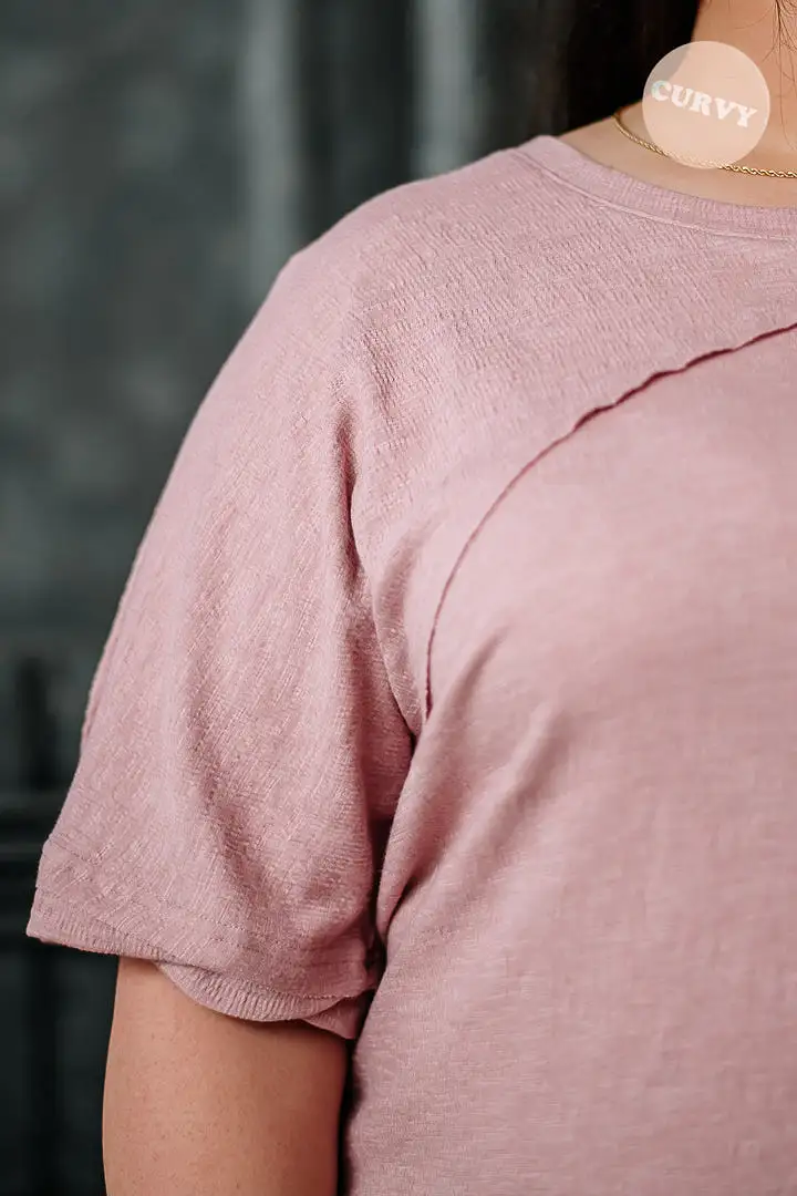 Take The Time Textured Top | Pink | Curvy