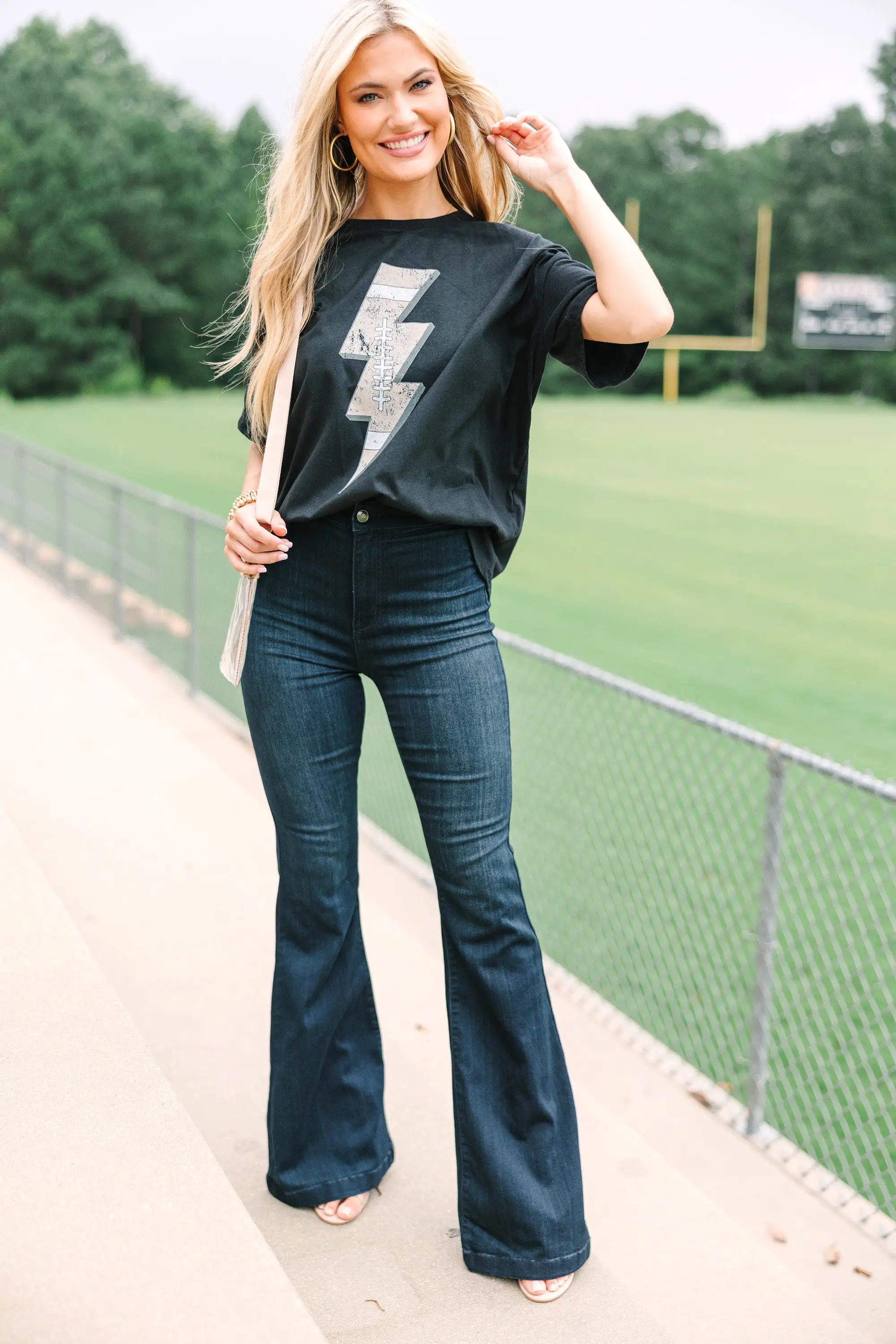 Time For Football Black Graphic Tee