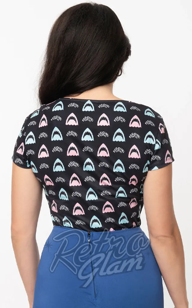 Unique Vintage X Jaws Feeding Time Print Rosemary Top  - L left only