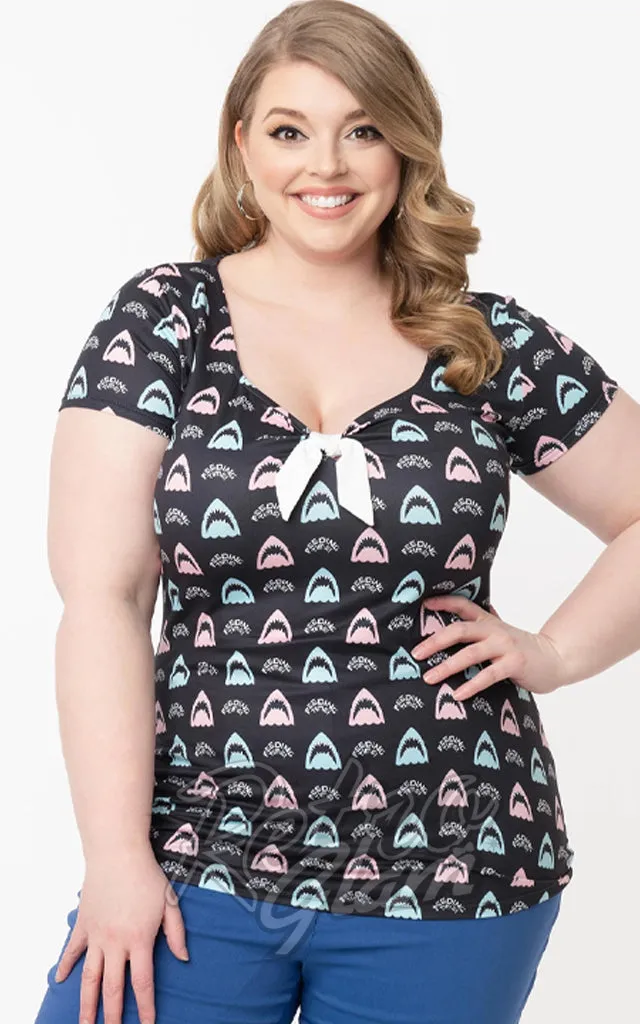 Unique Vintage X Jaws Feeding Time Print Rosemary Top  - L left only