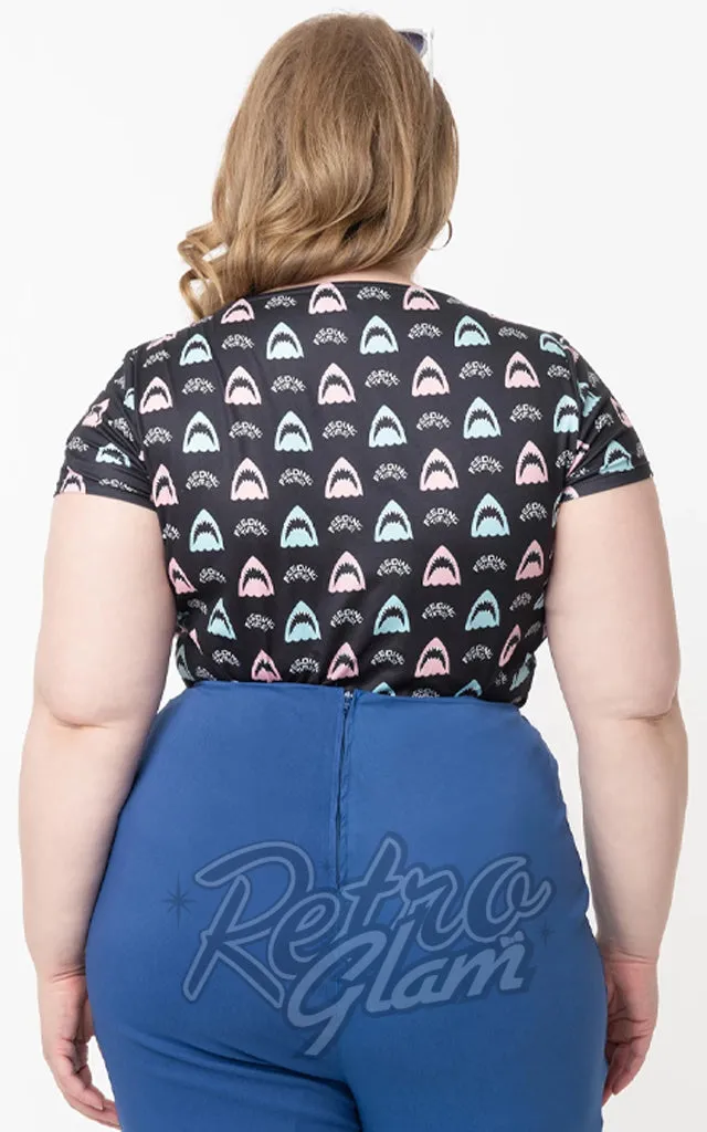 Unique Vintage X Jaws Feeding Time Print Rosemary Top  - L left only