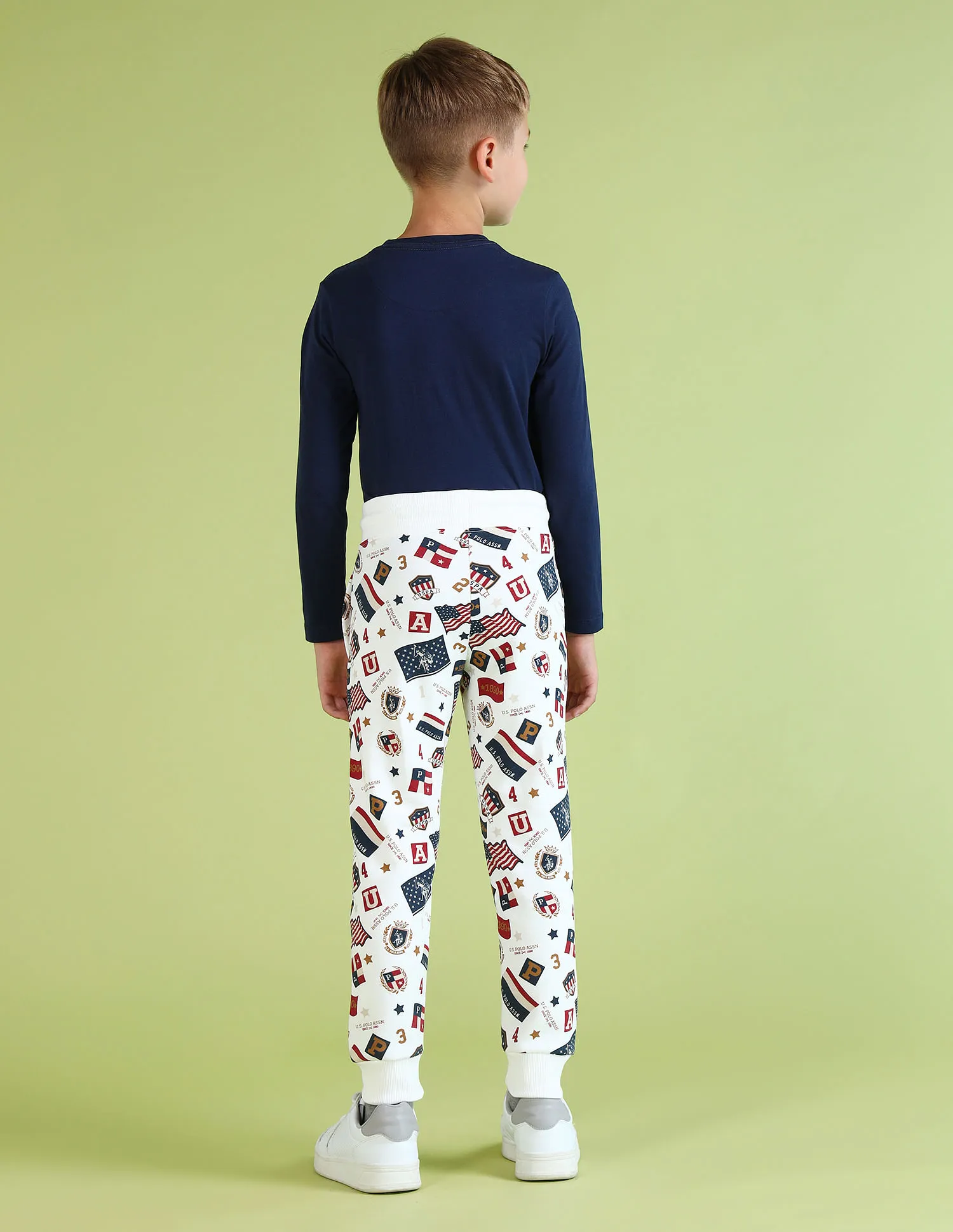 U.S. Polo Assn. Kids Boys All Over Printed Regular Fit Joggers