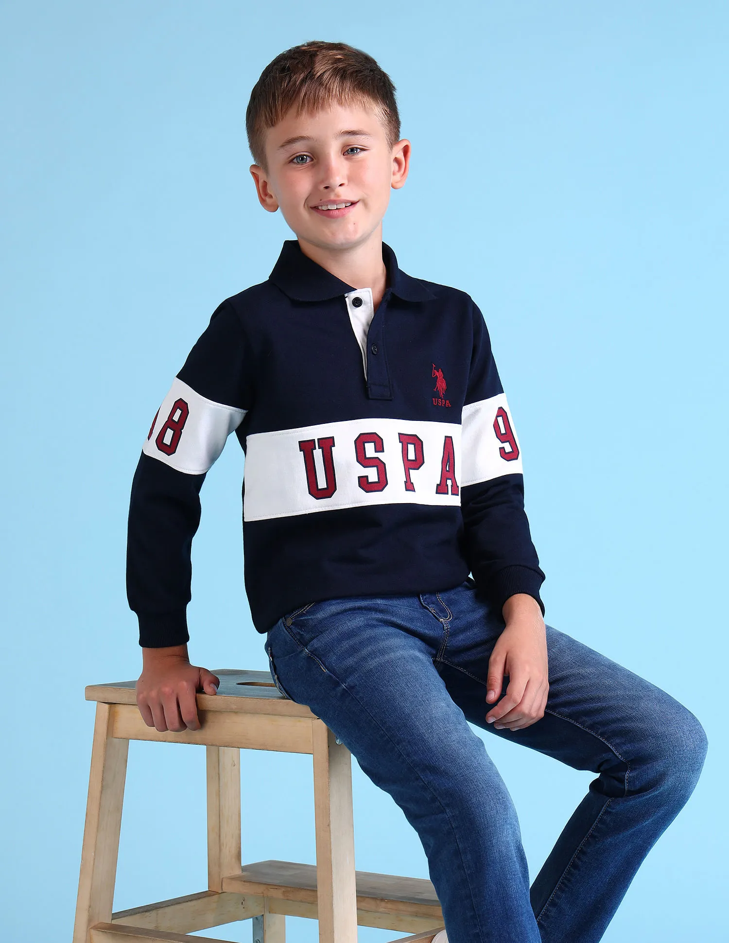 U.S. Polo Assn. Kids Boys Brand Printed Regular Fit Sweatshirt