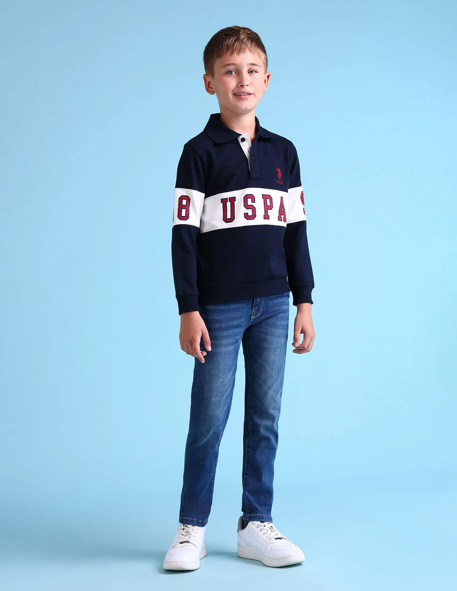 U.S. Polo Assn. Kids Boys Brand Printed Regular Fit Sweatshirt