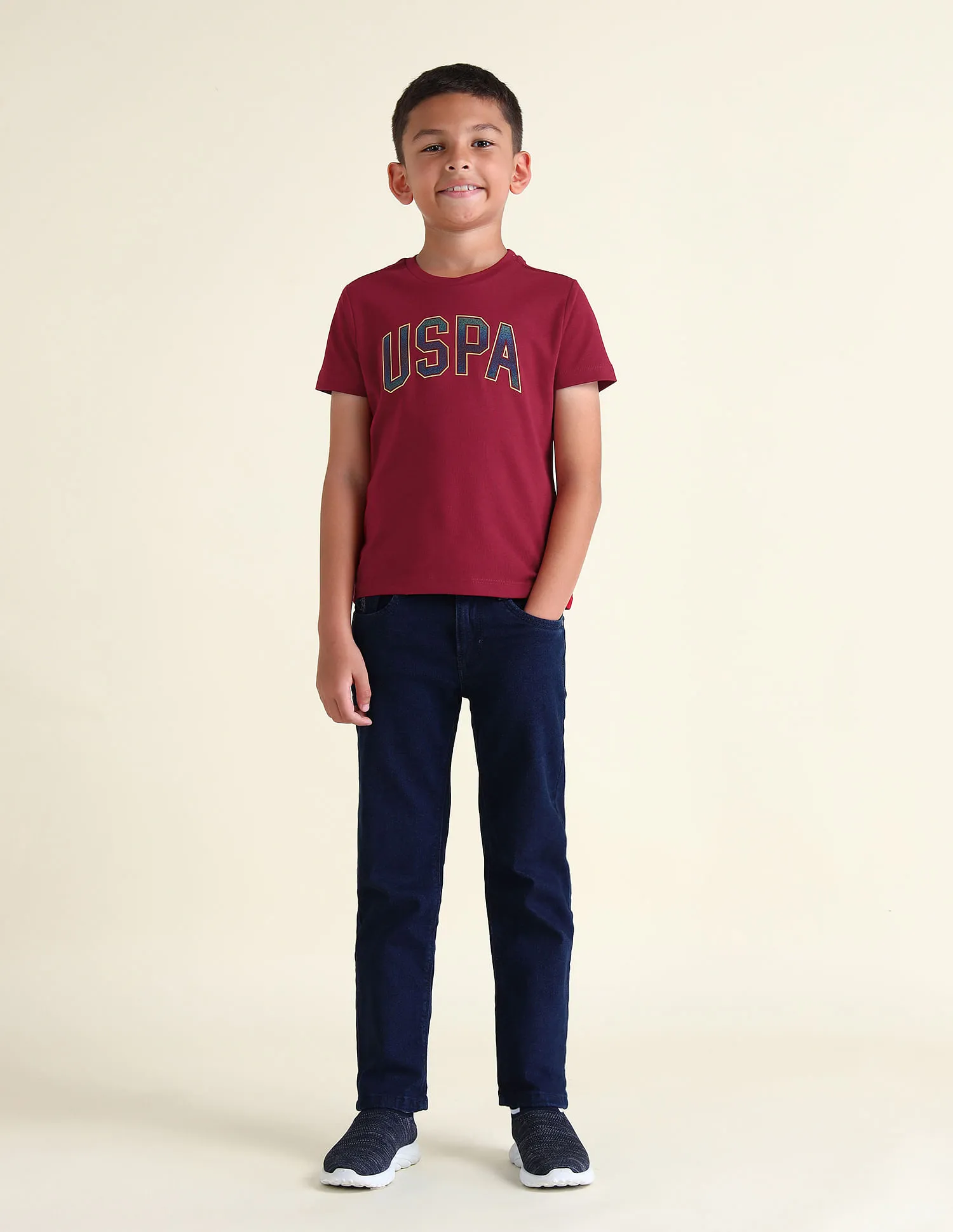 U.S. Polo Assn. Kids Boys Brand Printed Regular Fit T-Shirt