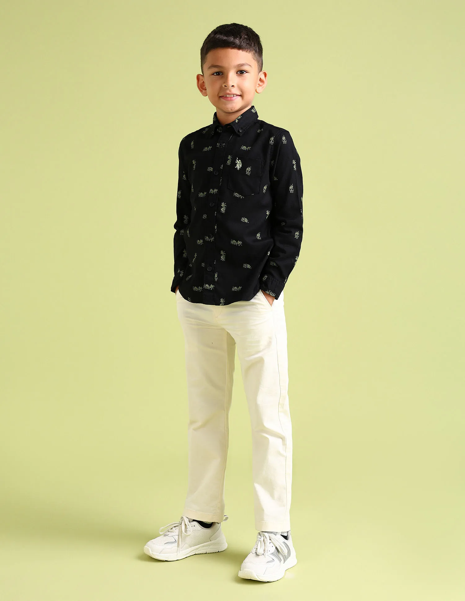 U.S. Polo Assn. Kids Boys Regular Fit All-Over Printed Shirt