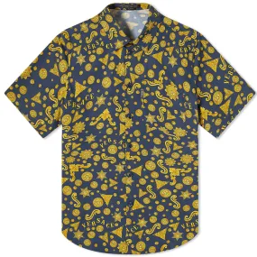 Versace Short Sleeve All Over Print ShirtNavy & Gold