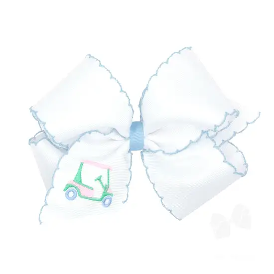 Wee Ones Bows - King - White with Embroidered Golf Cart