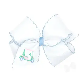 Wee Ones Bows - King - White with Embroidered Golf Cart