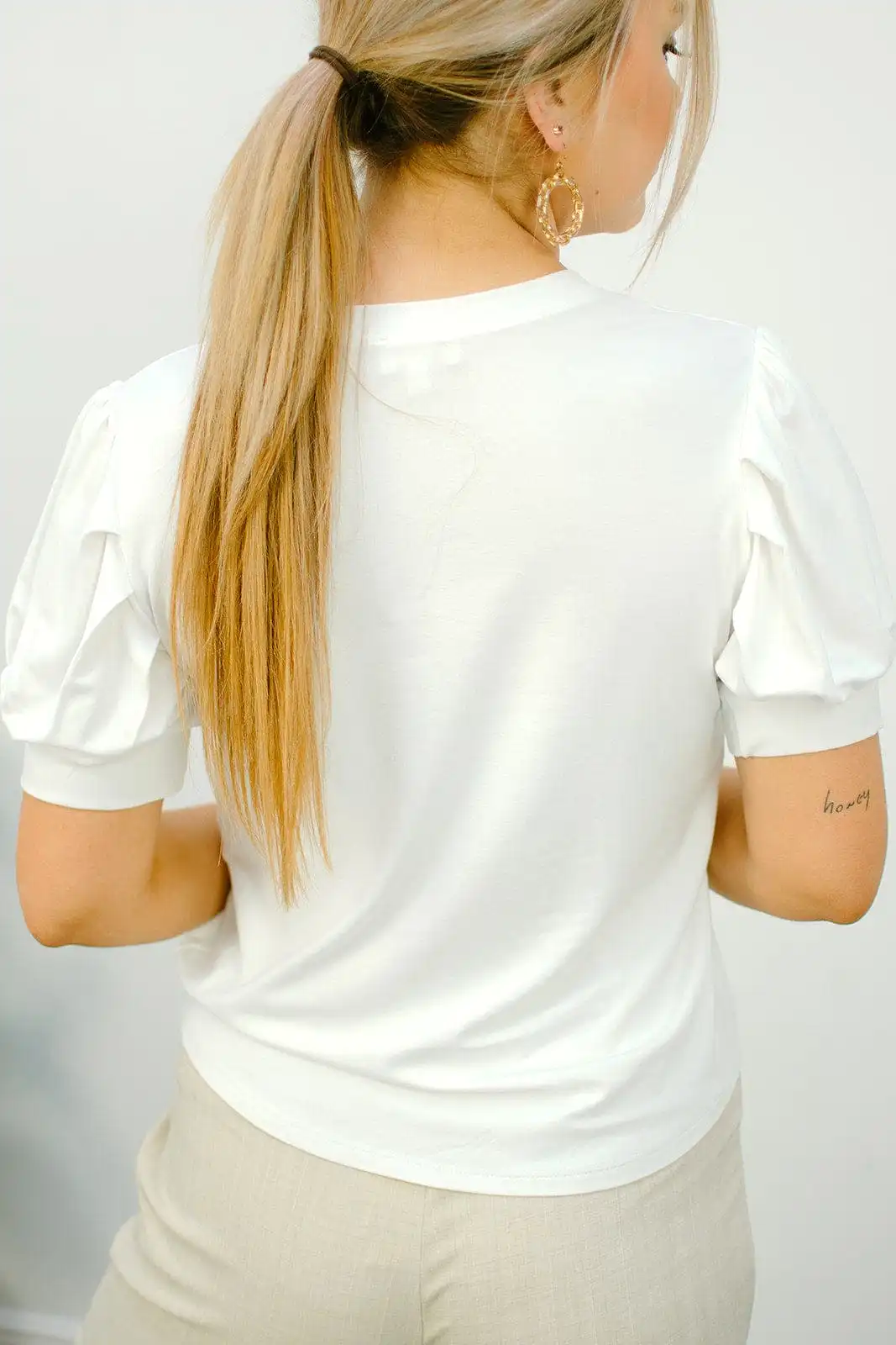 White Puff Sleeve Tee