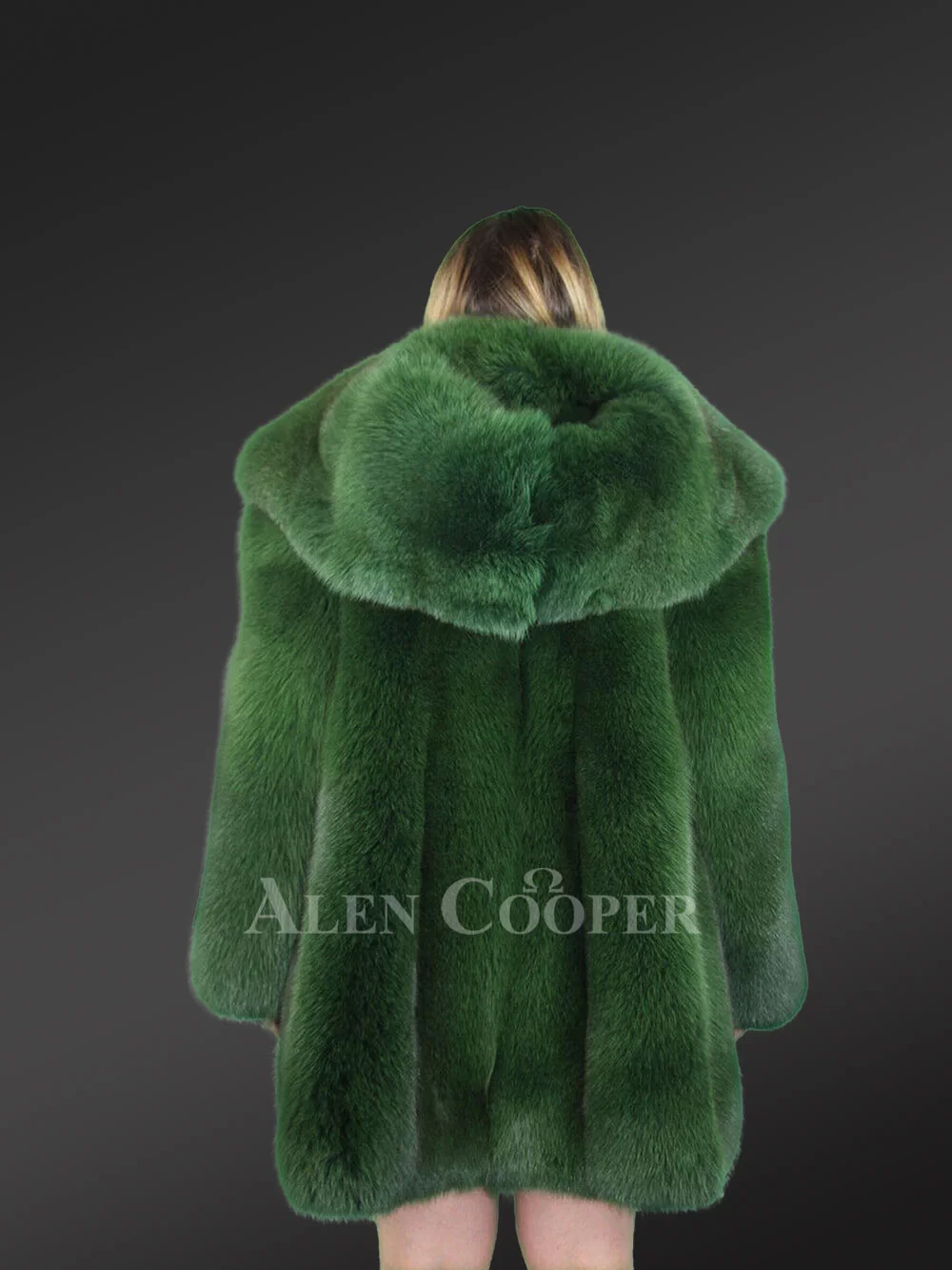 Womens Fox Fur Long Coat in Swing Style