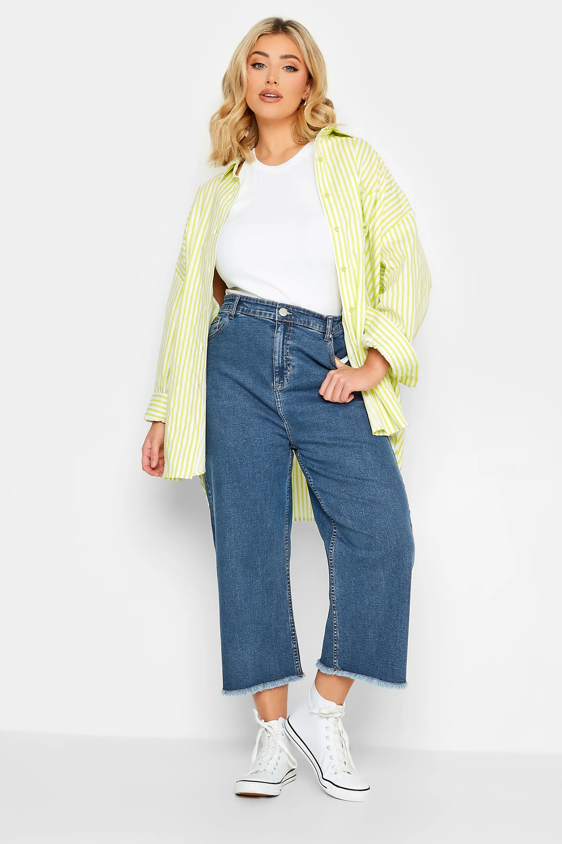 YOURS Curve Blue Stretch Cropped Jeans